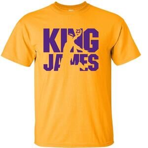 Gold Lebron James Los Angeles Lakers King James Silhouette T-Shirt